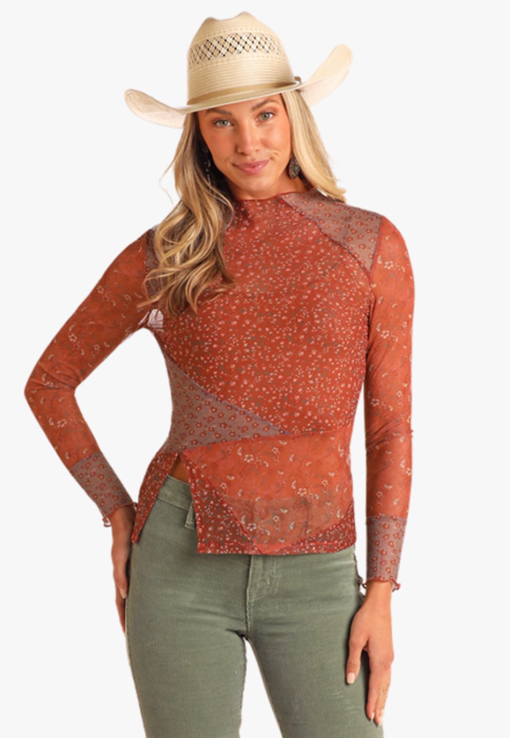 Rock and Roll Womens Floral Patchwork Top