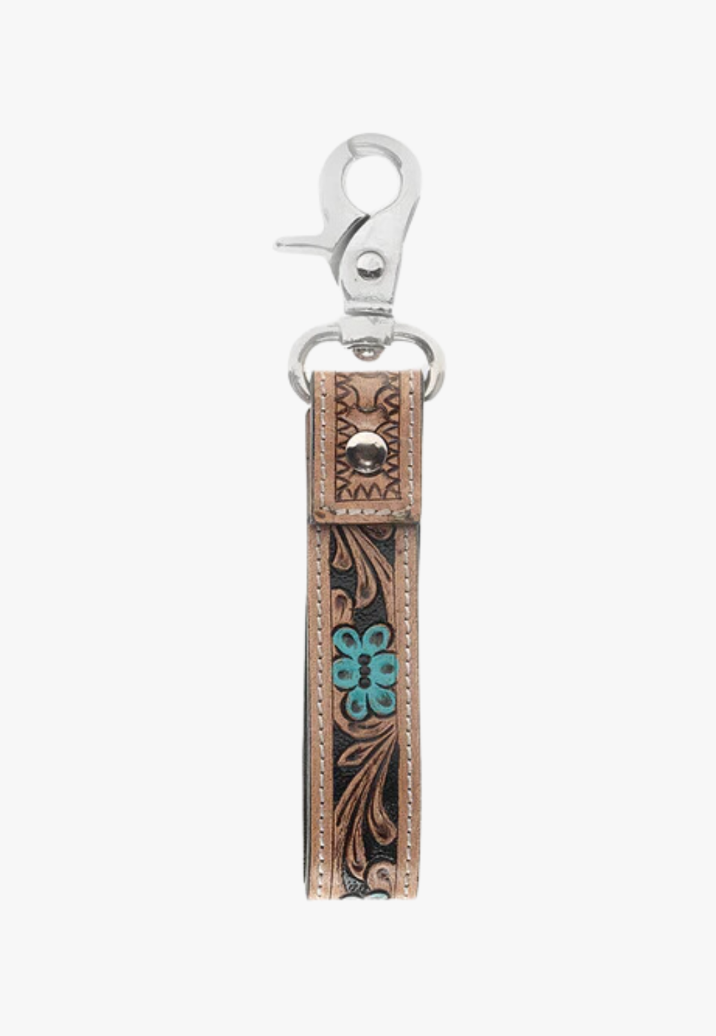 Myra Oregon Way Hand-Tooled Leather Key Fob
