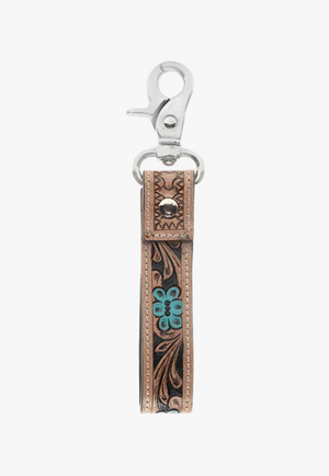 Myra Oregon Way Hand-Tooled Leather Key Fob