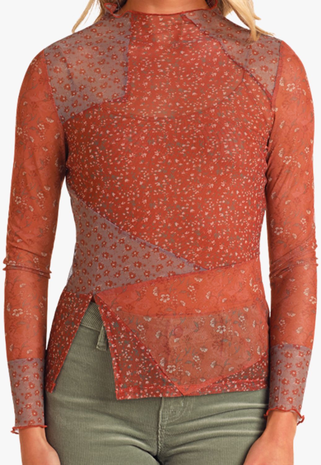 Rock and Roll Womens Floral Patchwork Top