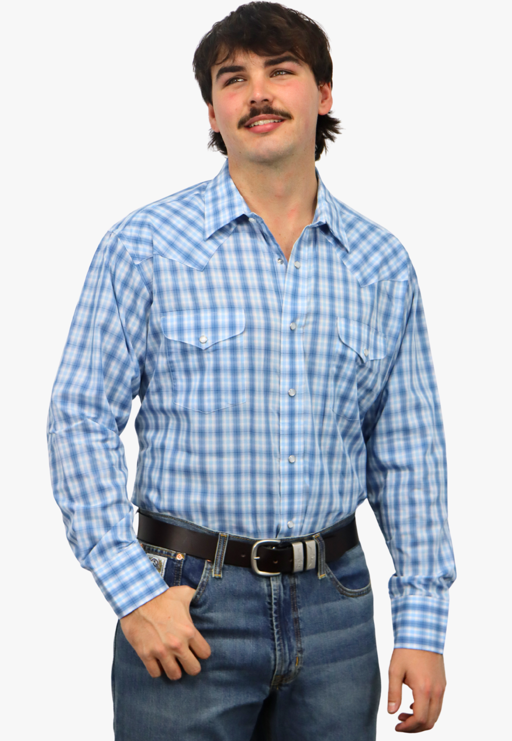 Panhandle Mens Checked Long Sleeve Shirt