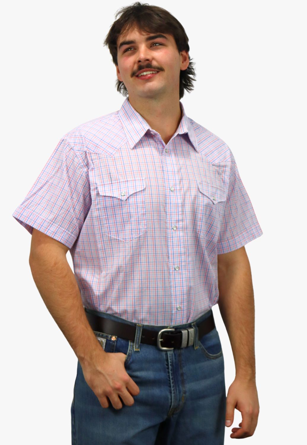 Panhandle Mens Checked Short Sleeve Shirt