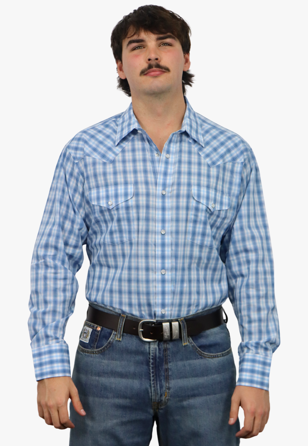 Panhandle Mens Checked Long Sleeve Shirt