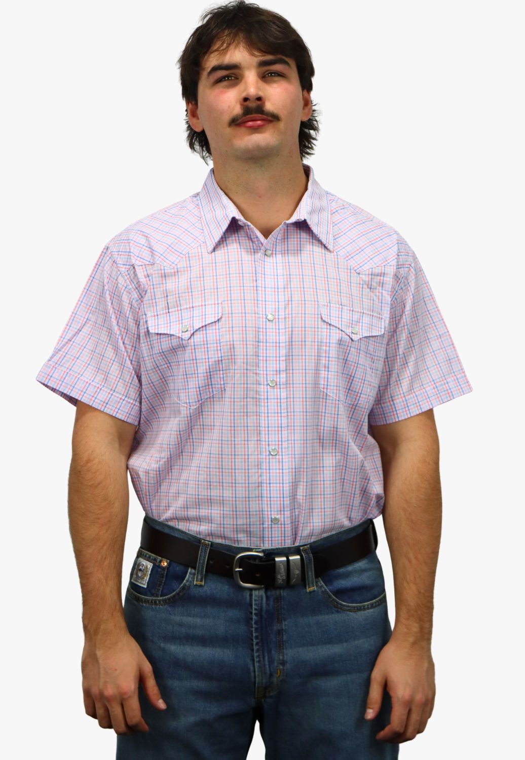 Panhandle Mens Checked Short Sleeve Shirt