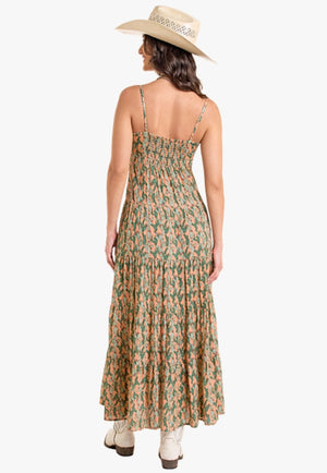 Rock and Roll Womens Cactus Print Midi Dress
