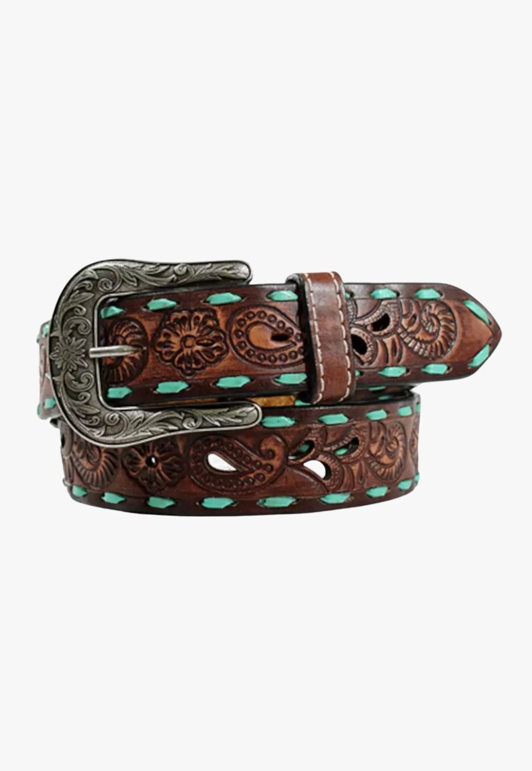 Angel Ranch Womens Tooled Filafree Leather Belt