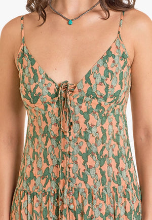 Rock and Roll Womens Cactus Print Midi Dress