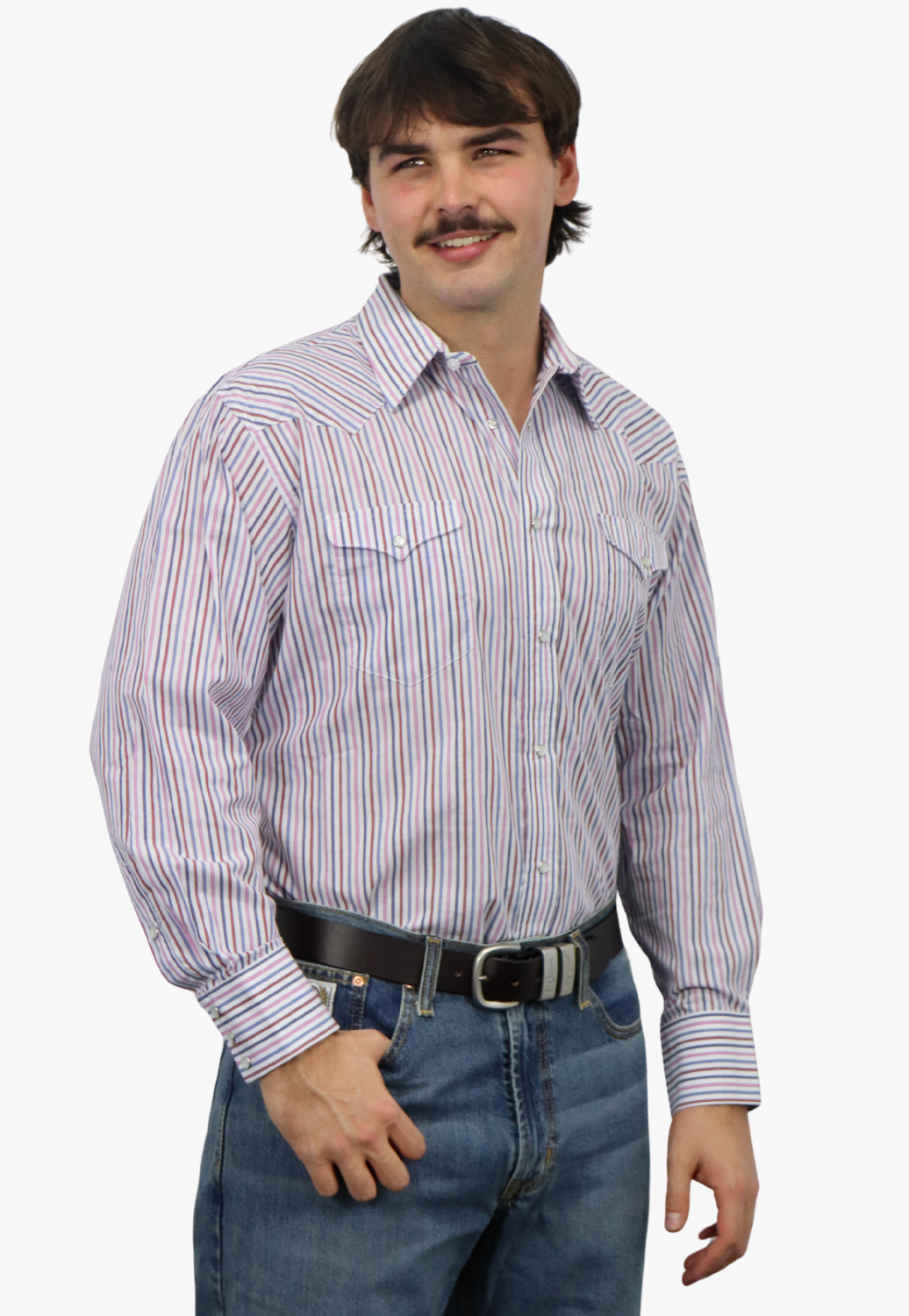 Panhandle Mens Stripe Long Sleeve Shirt