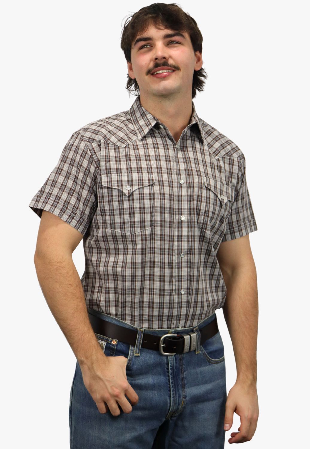 Panhandle Mens Checked Short Sleeve Shirt