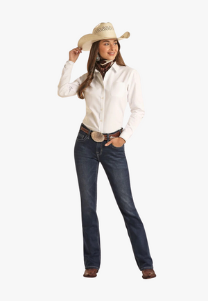 Rock & Roll Womens Petal Stitch Emb Riding Jean