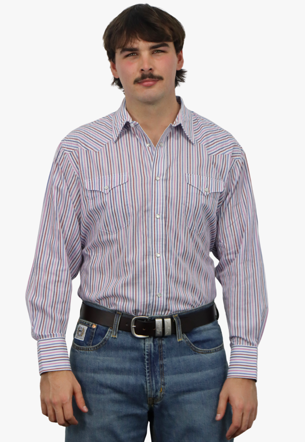 Panhandle Mens Stripe Long Sleeve Shirt