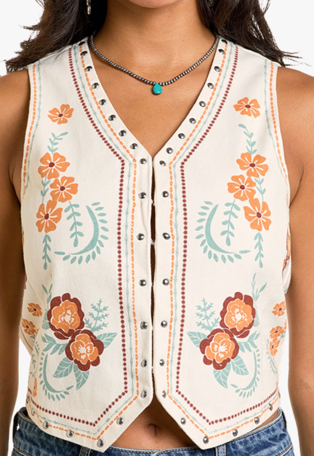 Rock and Roll Womens Floral Print Vest