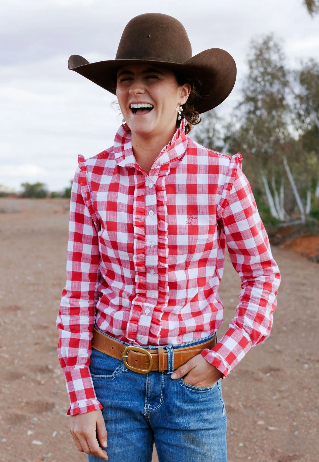 Black Colt Clothing Sara Check Long Sleeve Shirt