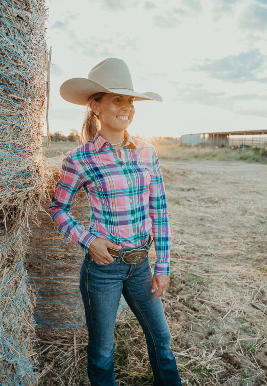 Gringa Denim Womens Plaid Cotton Long Sleeve Shirt