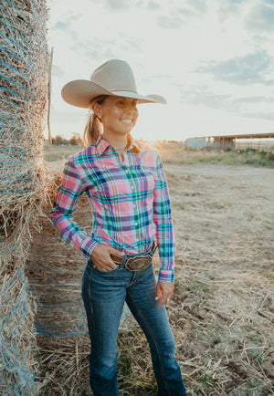 Gringa Denim Womens Plaid Cotton Long Sleeve Shirt