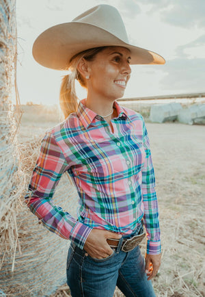Gringa Denim Womens Plaid Cotton Long Sleeve Shirt