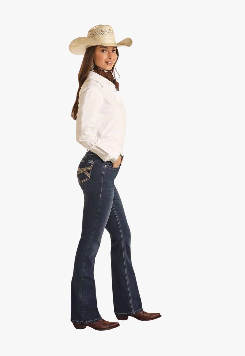Rock & Roll Womens Petal Stitch Emb Riding Jean