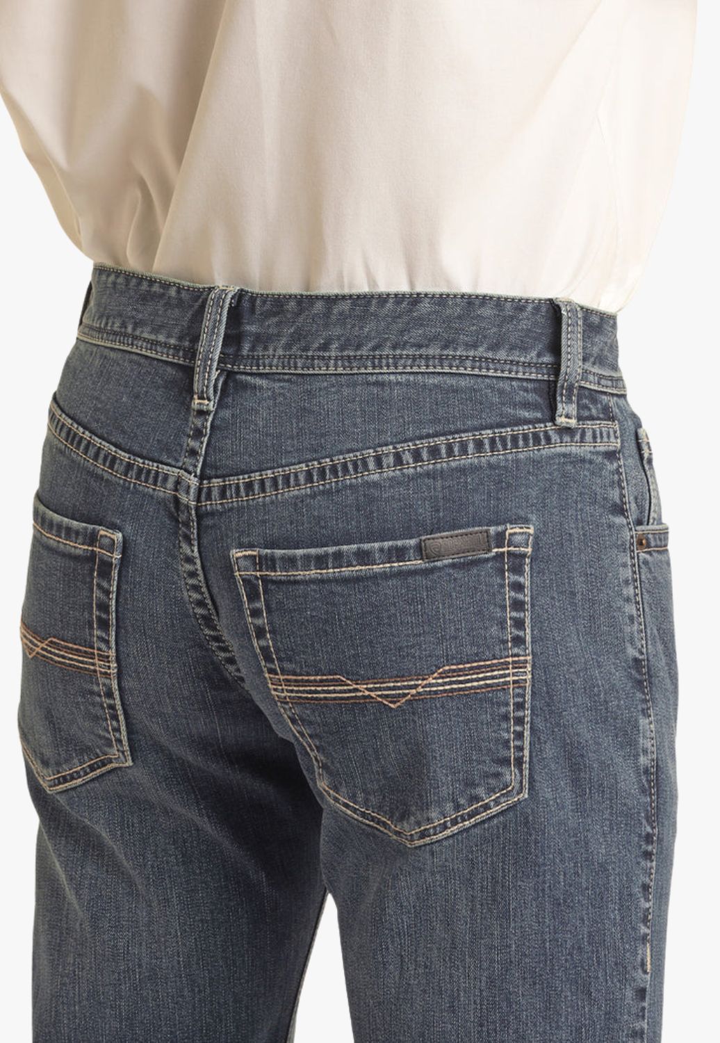 Rock and Roll Mens V46 Ivory Stitch Revolver Jean