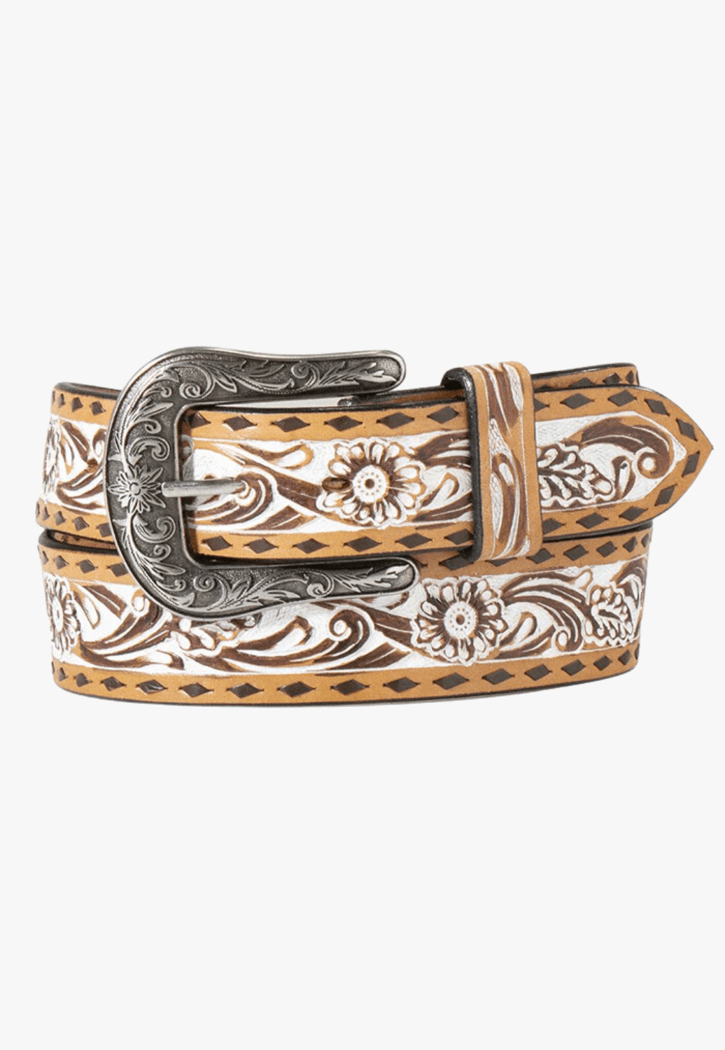 Angel Ranch Womens Tooled Floral Belt