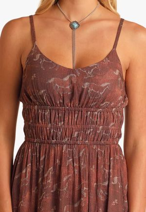 Rock and Roll Womens Horse Print Midi Dress