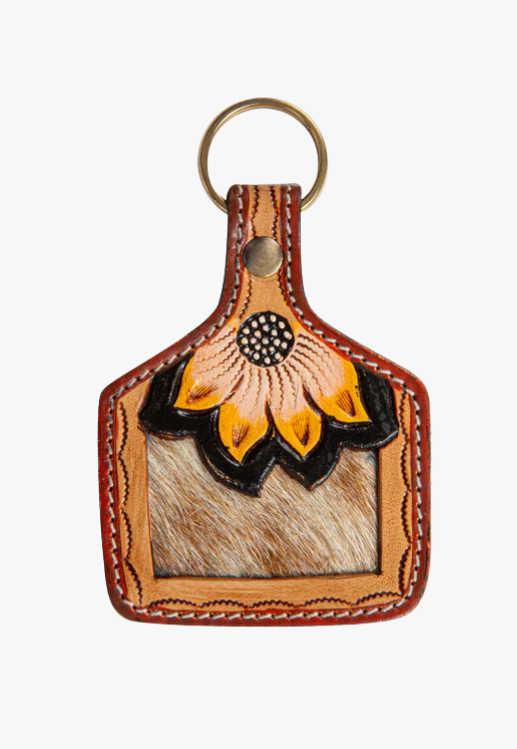 Myra Rising Sunflower Hand-Tooled Key Fob