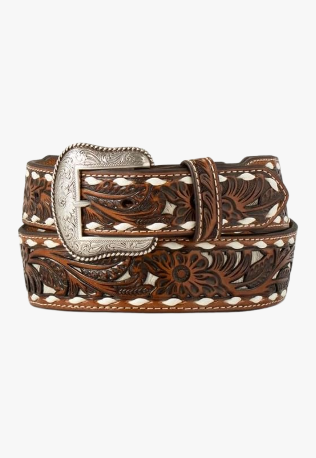 Nocona Mens Calf Hair Underlay Buck Lace Belt