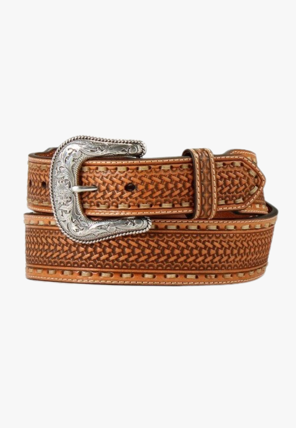 Nocona Mens Basket Weave Lace Embossed Belt