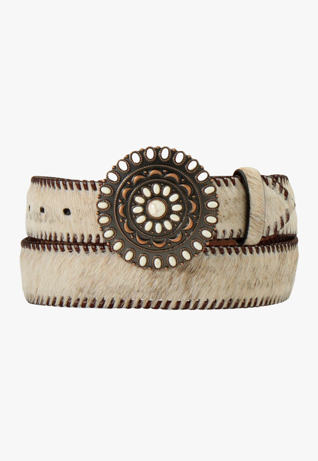 Nocona Womens Calf Hair Whipstitch Belt
