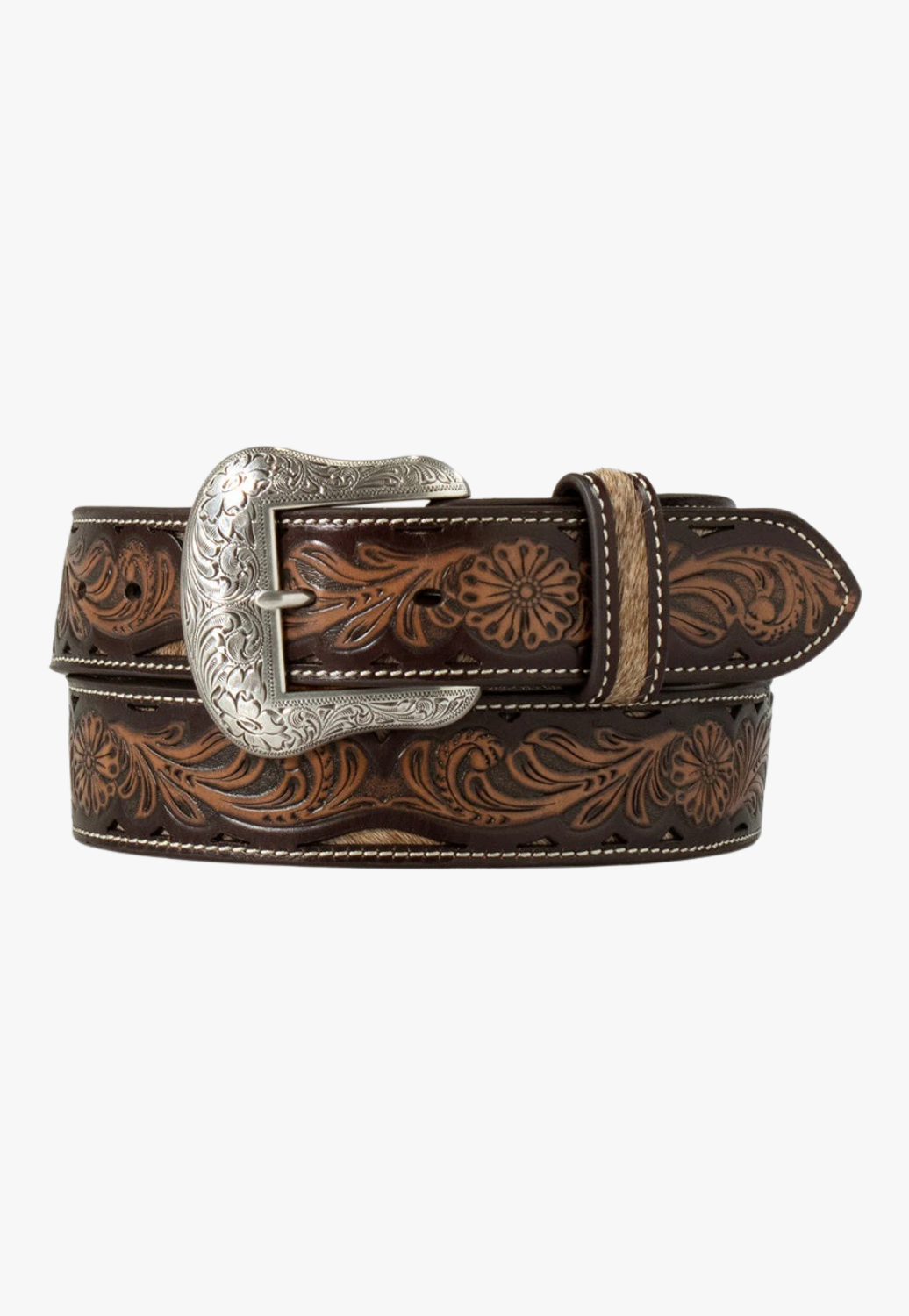 Nocona Mens Embossed Scrolling Engaved Buckle Belt