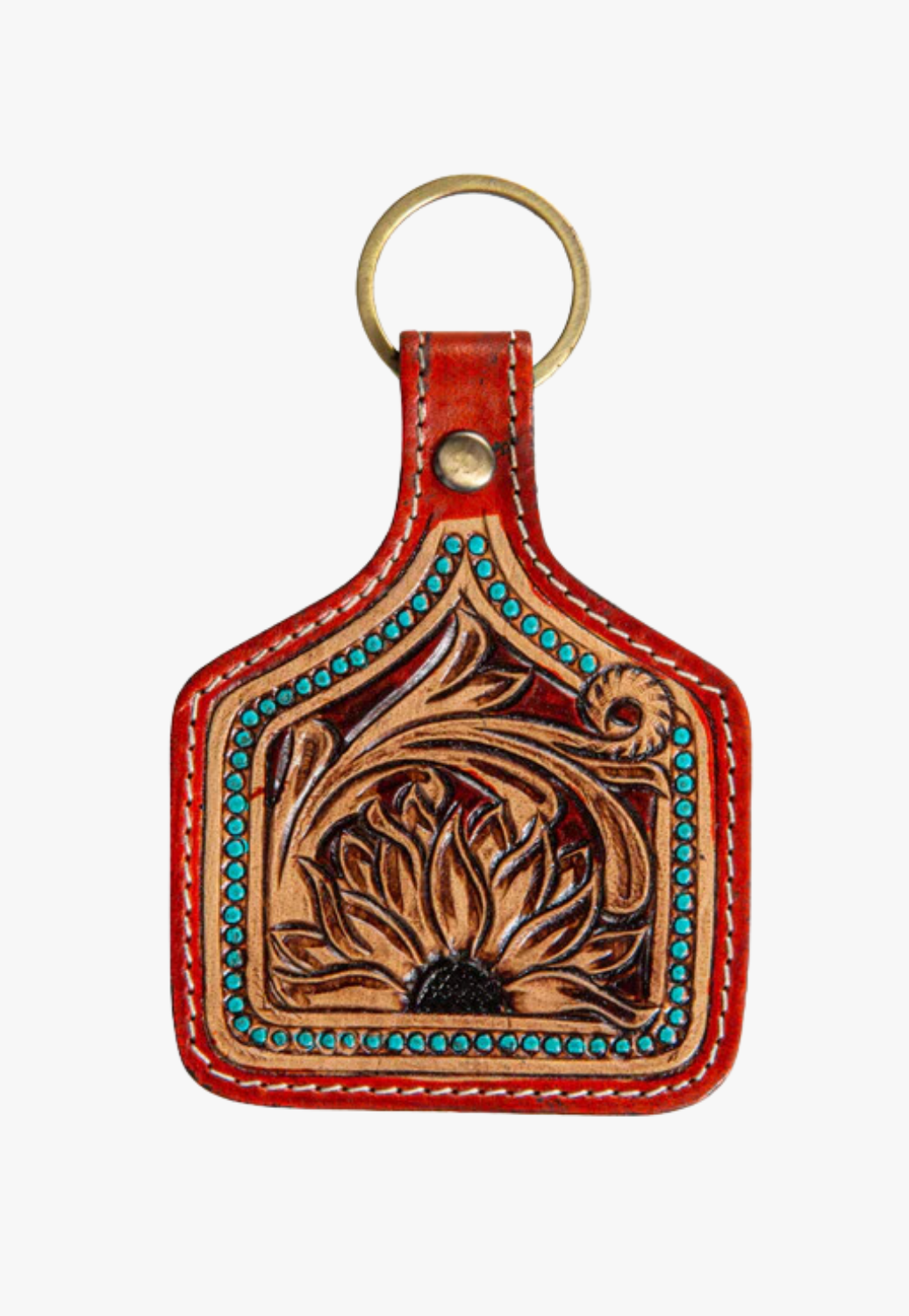 Myra Gilded Sunflower Hand-Tooled Key Fob