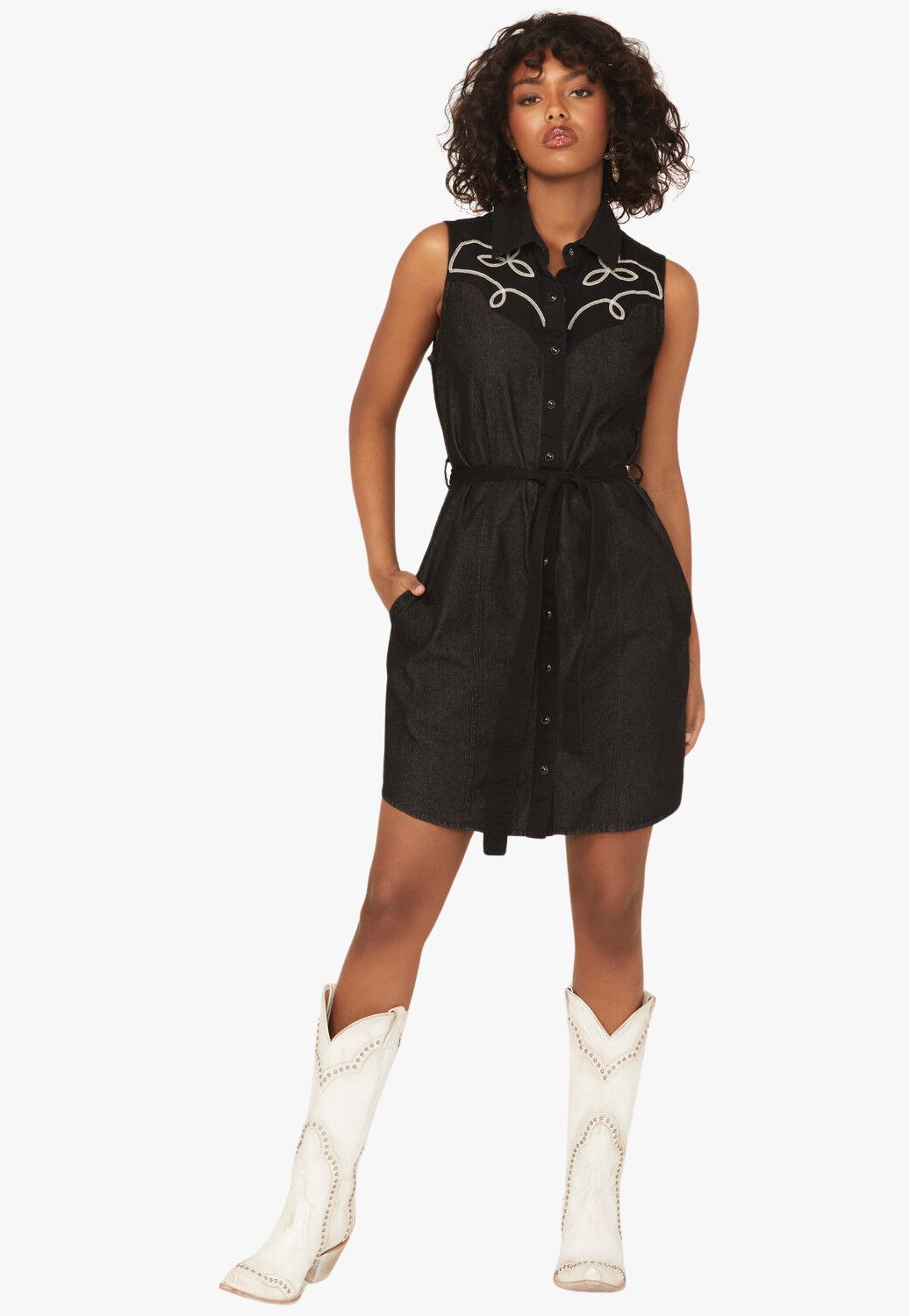 Panhandle Womens Two Tone Yoked Dress