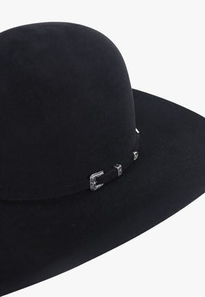 American Hat 10X Black Open Crown Hat Self Band