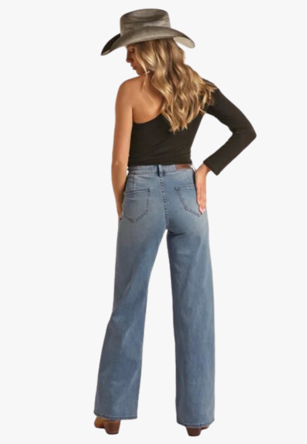 Rock & Roll Womens Slit Pocket Relaxed Flare Jean