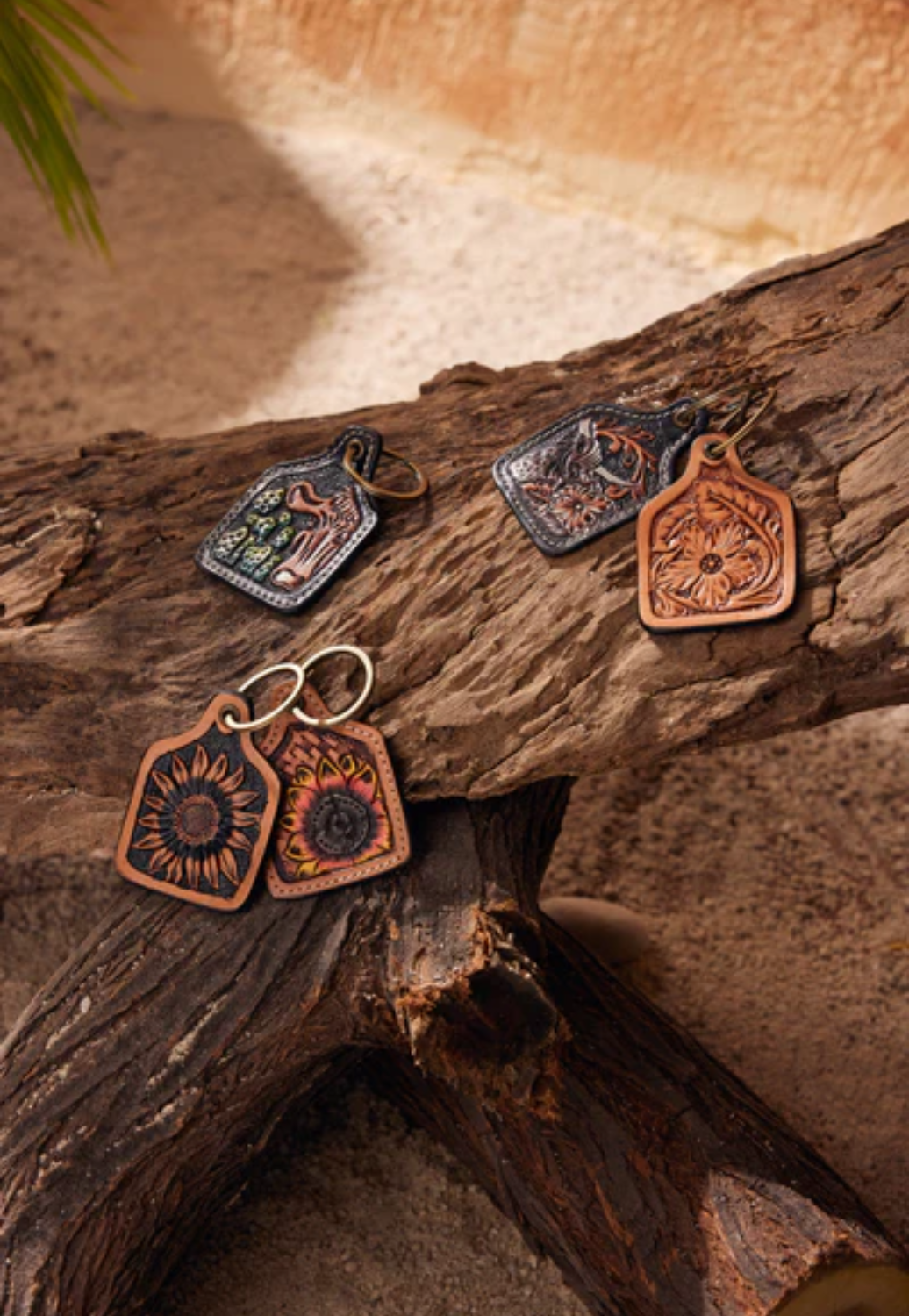 Mya Morning Sunflower Hand-Tooled Key Fob