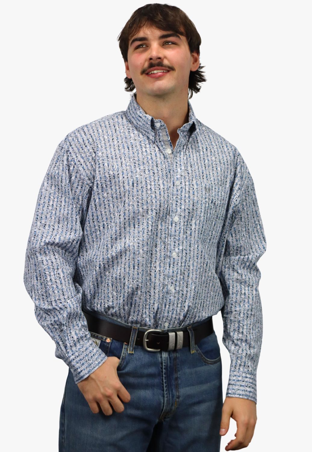 Panhandle Mens Rough Stock Paisley Long Sleeve Shirt