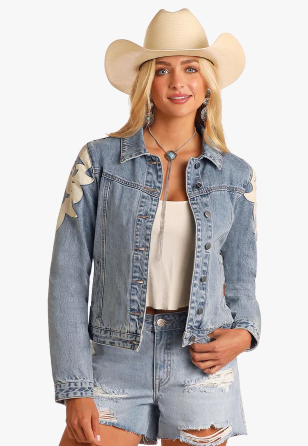 Rock and Roll Womens Ivory Pleather Fringe Jacket