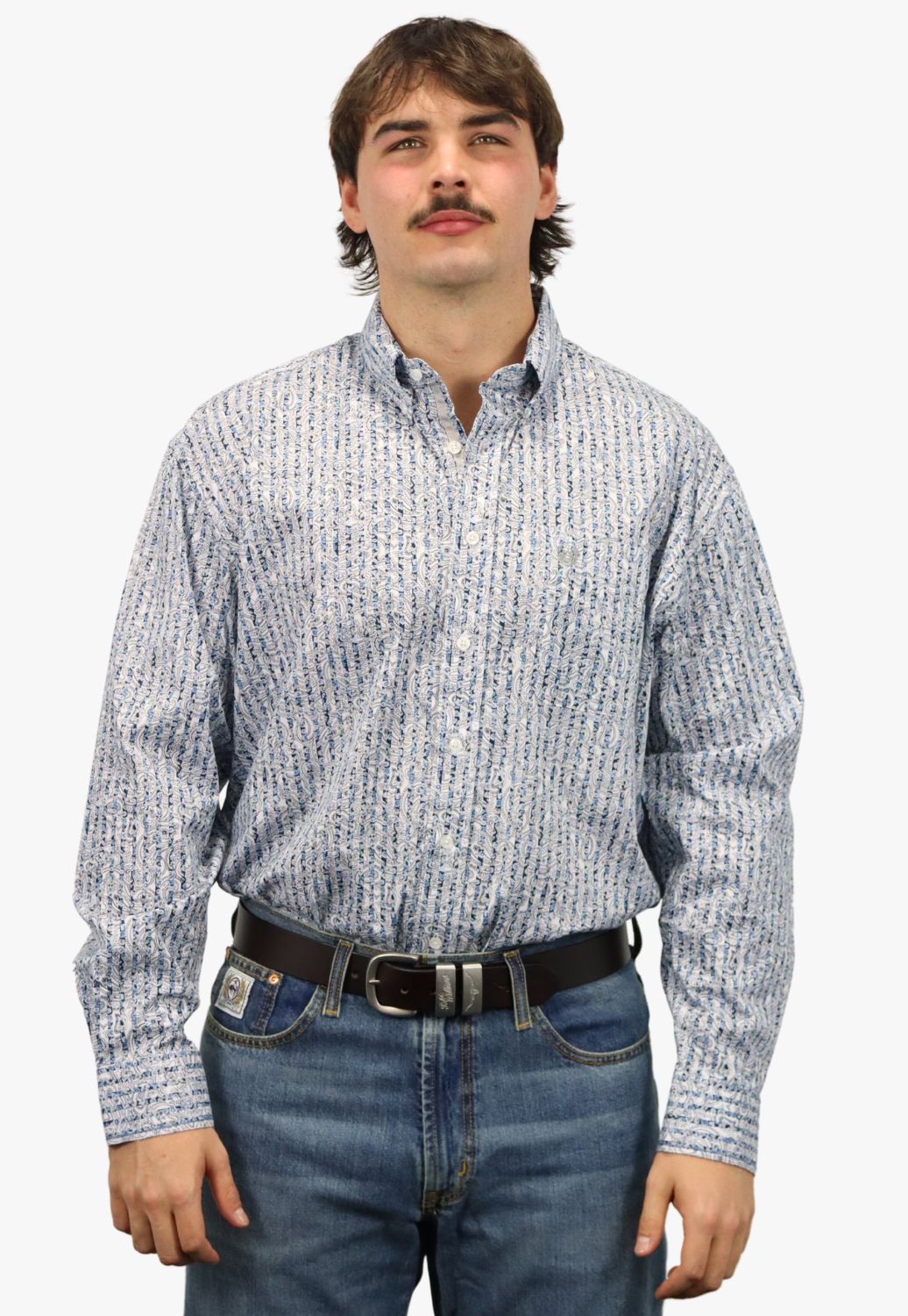 Panhandle Mens Rough Stock Paisley Long Sleeve Shirt