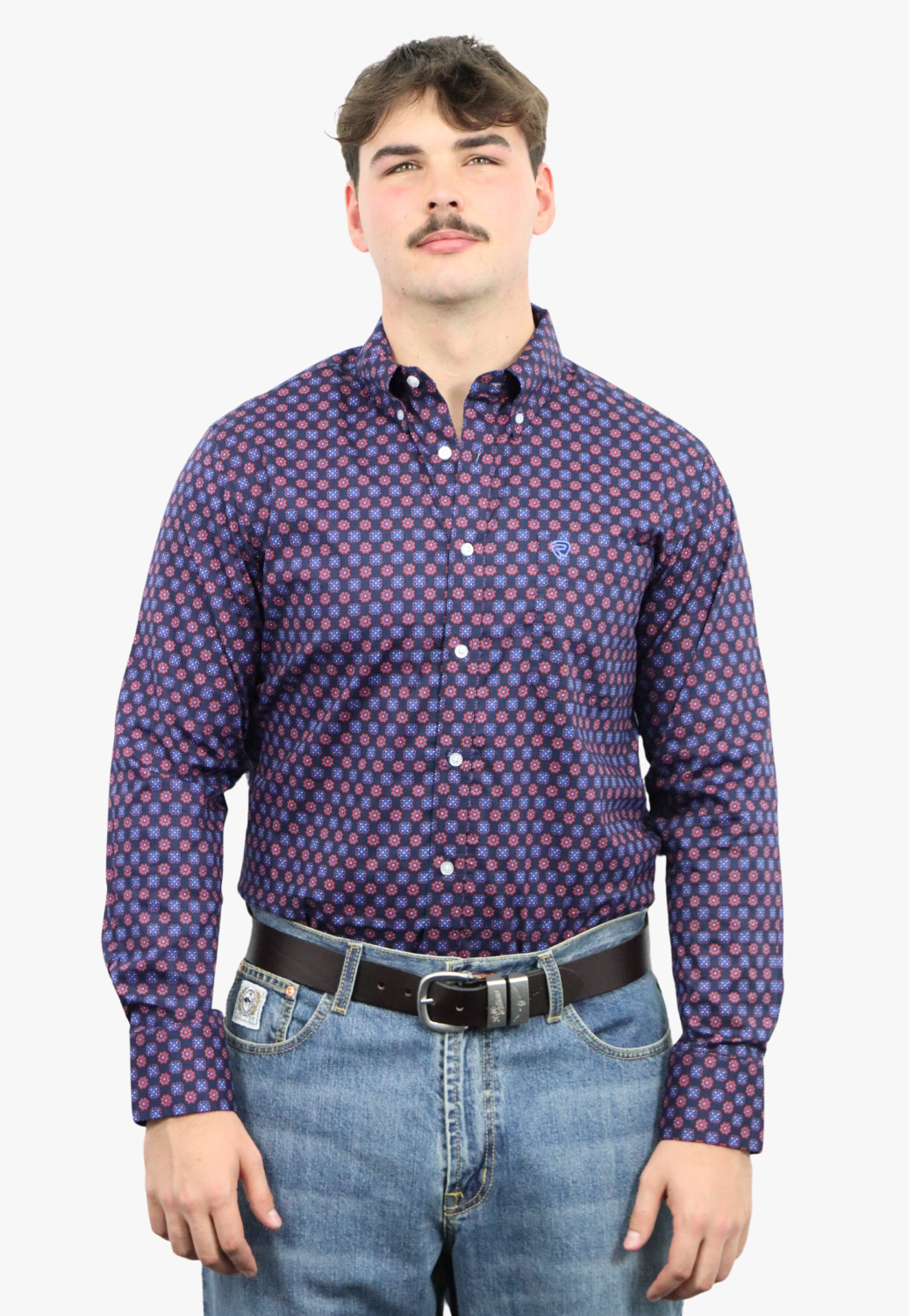 Rock & Roll Mens Ditzy Geo Long Sleeve Shirt