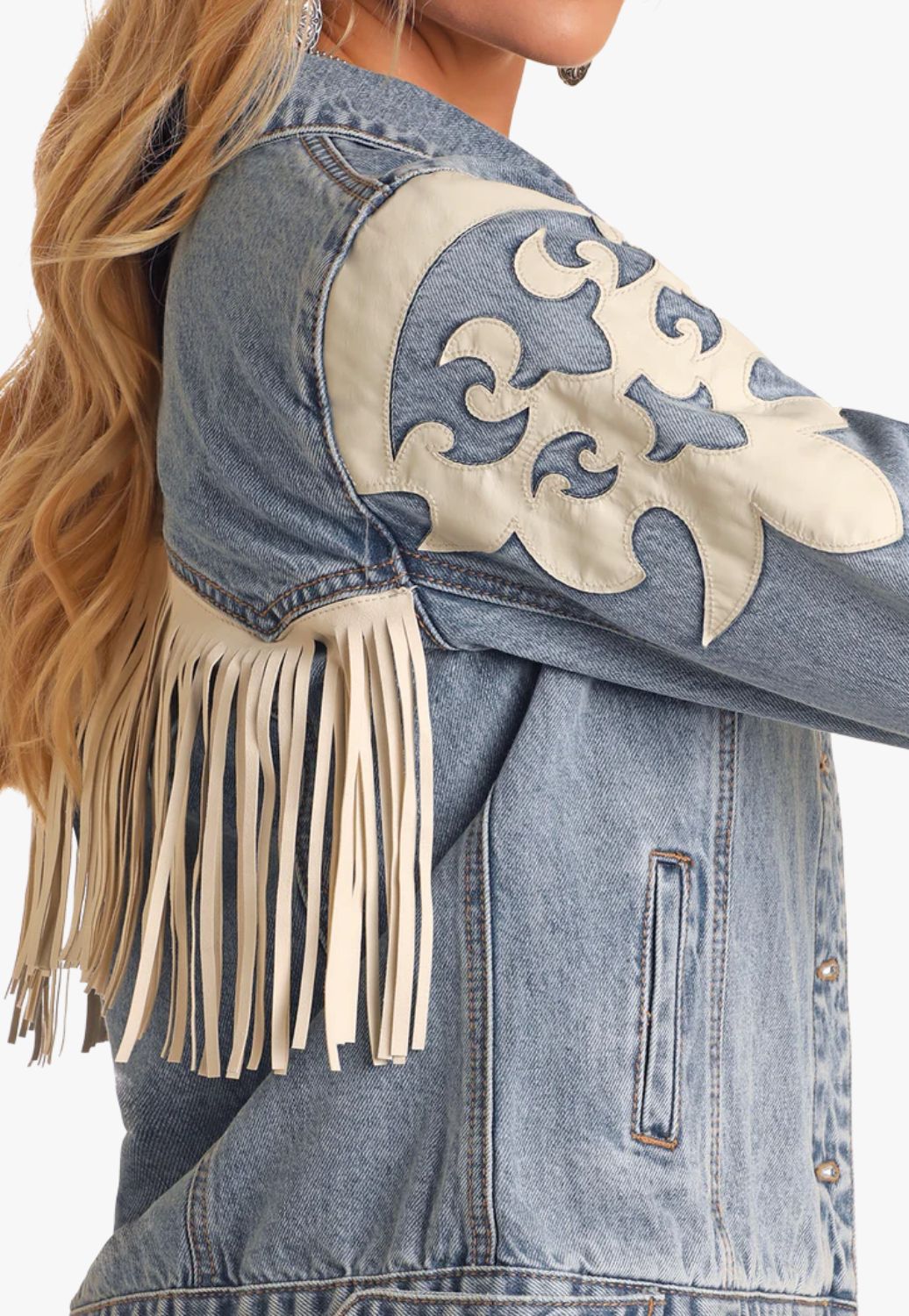 Rock and Roll Womens Ivory Pleather Fringe Jacket