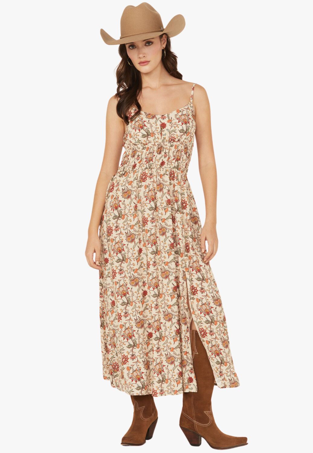 Rock and Roll Womens Floral Print Midi Dress