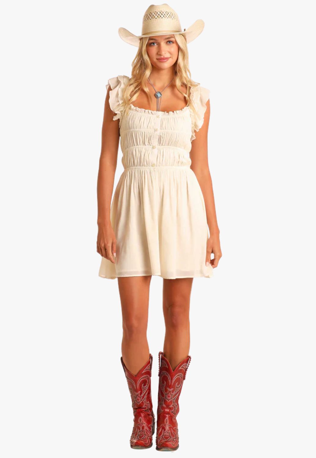 Rock and Roll Womens Flouncy Gathered Dress