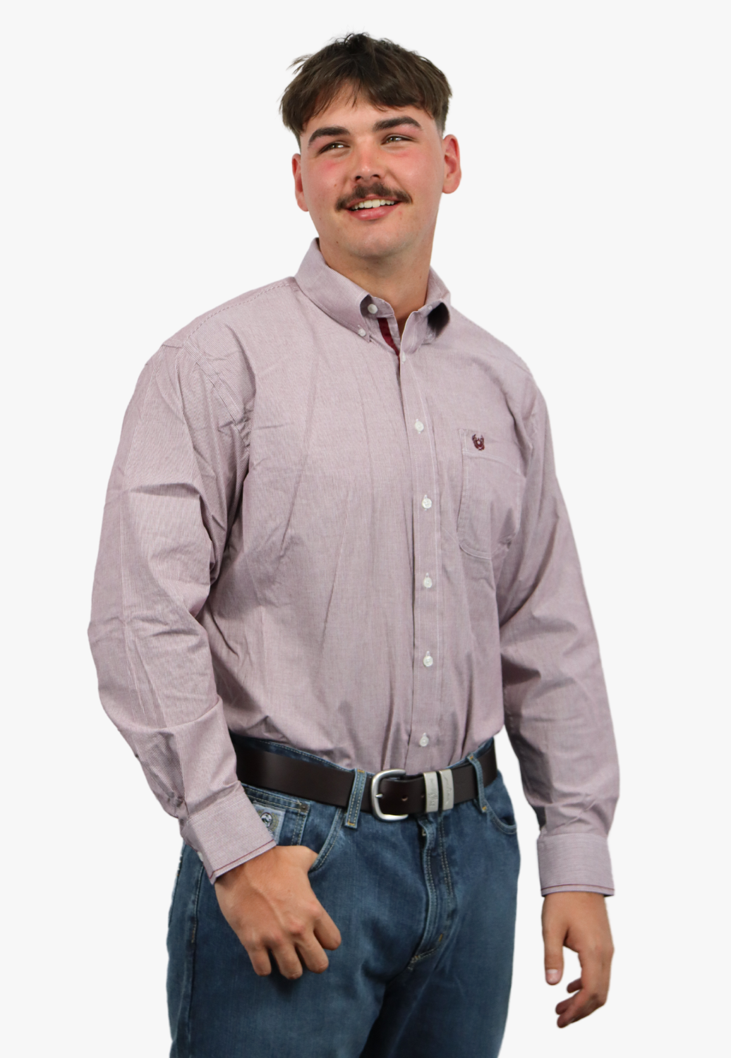 Rough Stock Mens Plaid Button Down Long Sleeve Shirt