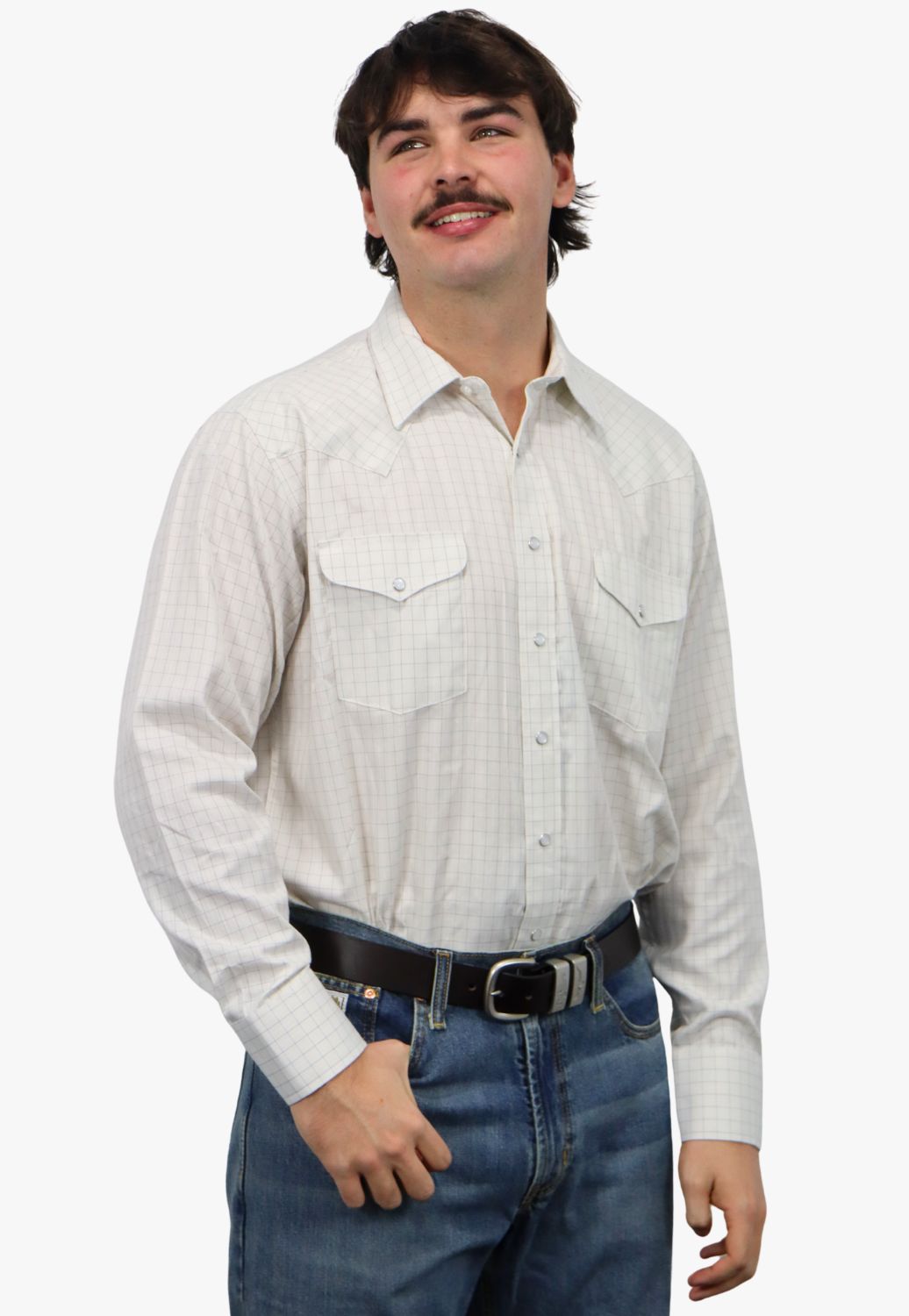 Panhandle Mens Satin Dobby Long Sleeve Shirt