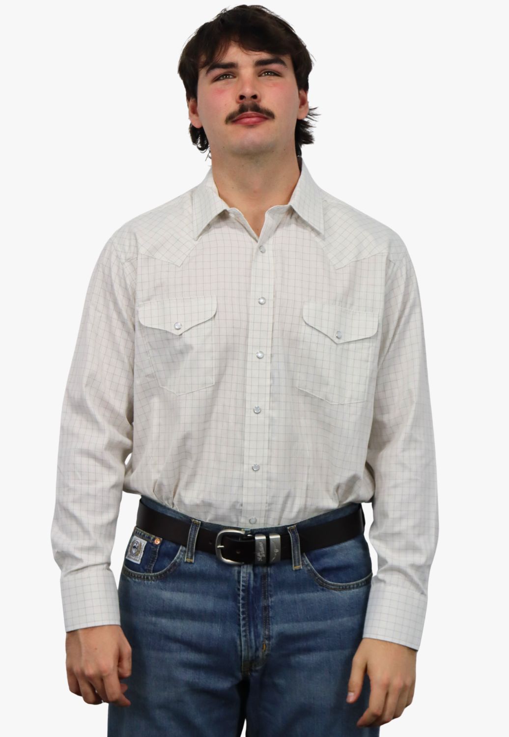 Panhandle Mens Satin Dobby Long Sleeve Shirt