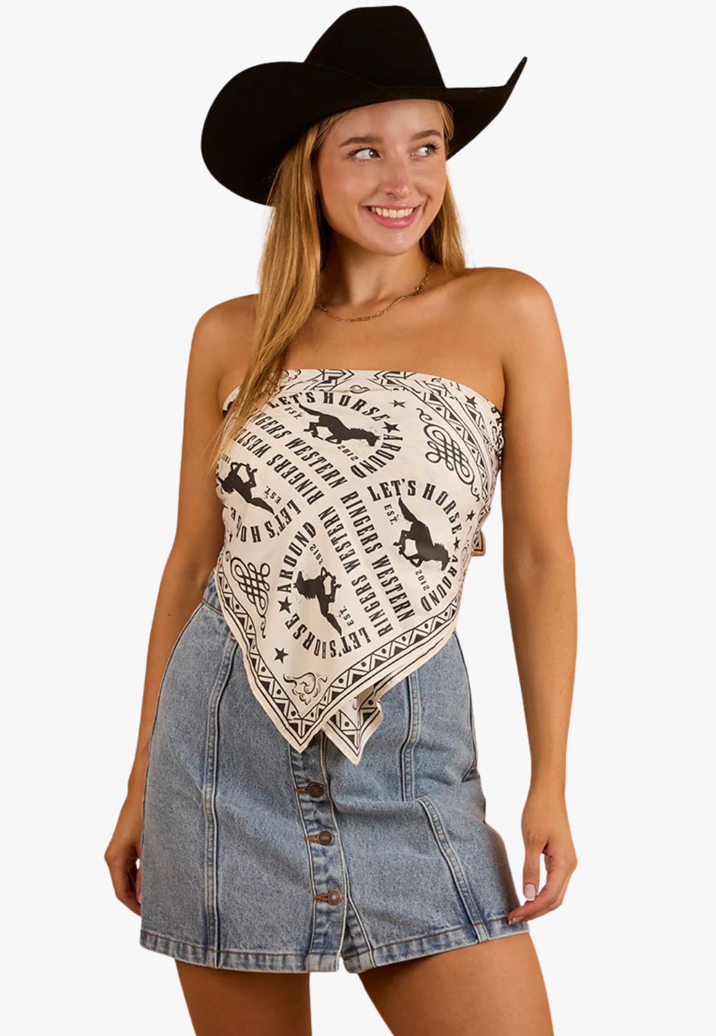 Ringers Western Womens Lets Horse Around Scarf Top