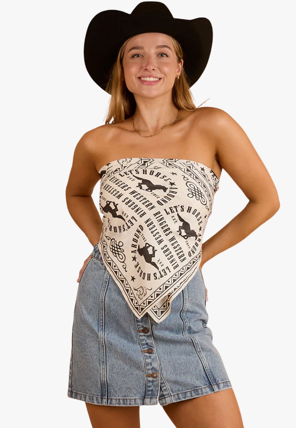 Ringers Western Womens Lets Horse Around Scarf Top