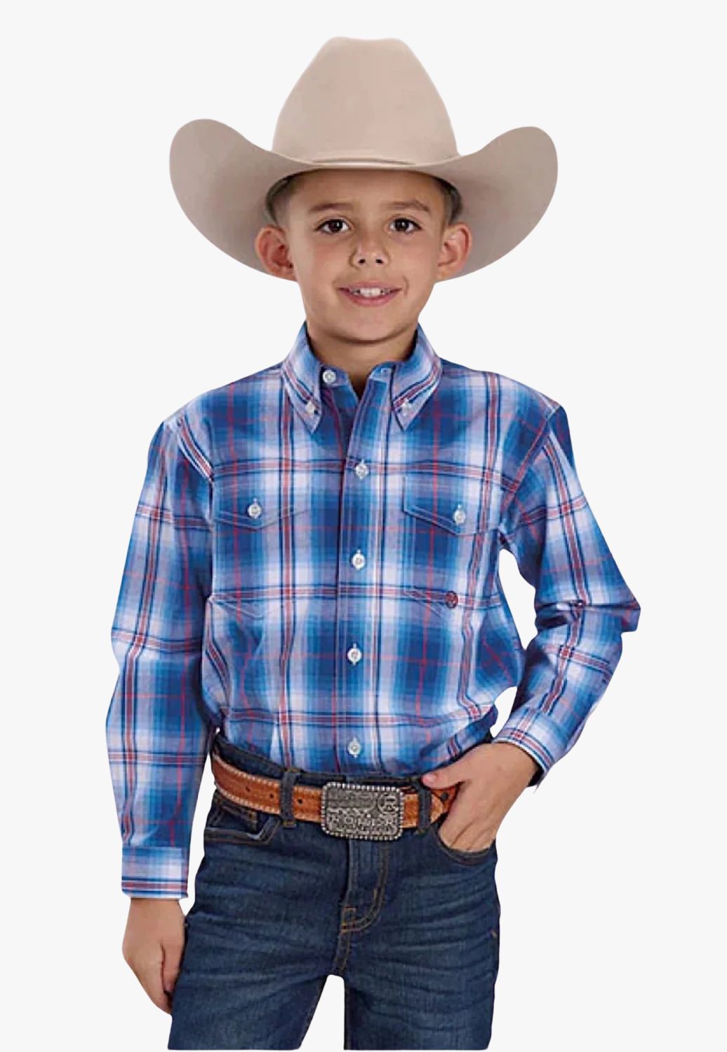 Roper Boys Ararillo Collection Plaid Long Sleeve Shirt