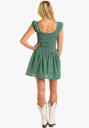 Rock And Roll Womens Eyelet Mini Dress