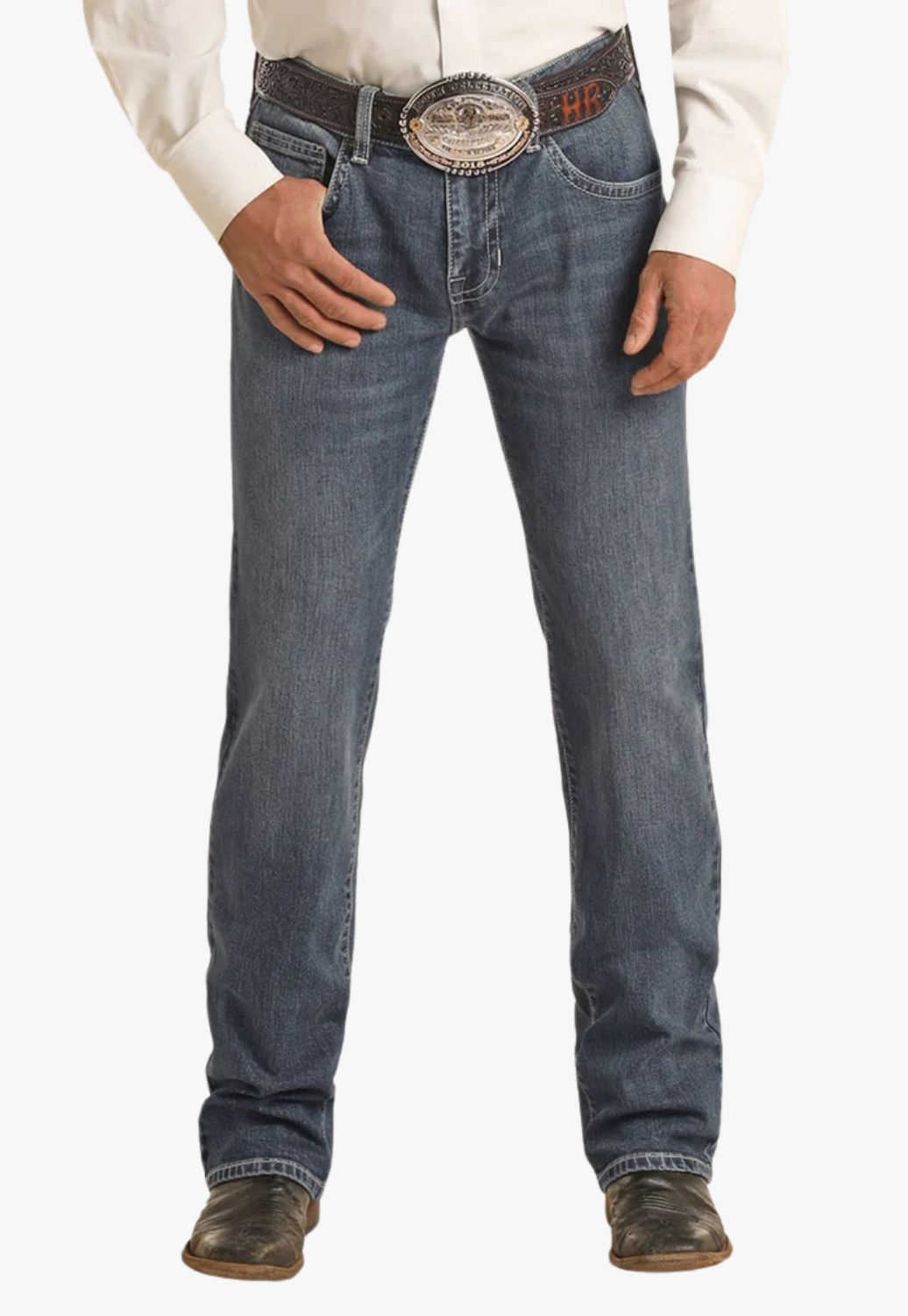 Rock and Roll Mens V46 Ivory Stitch Revolver Jean