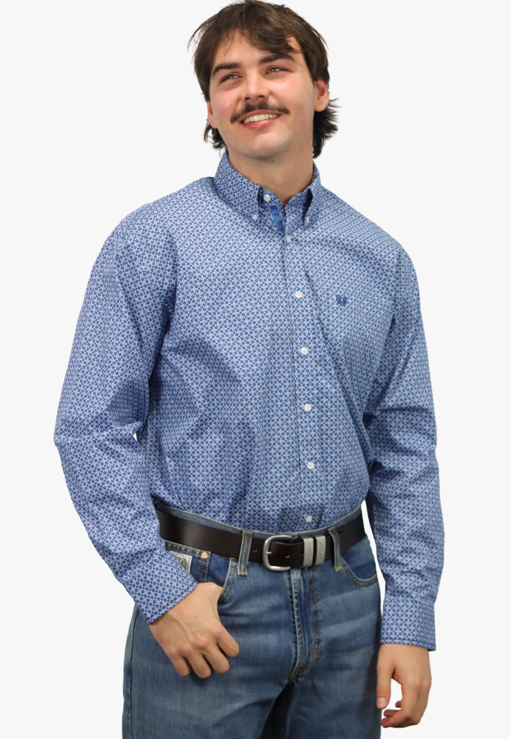 Panhandle Mens Rough Stock Geo Long Sleeve Shirt